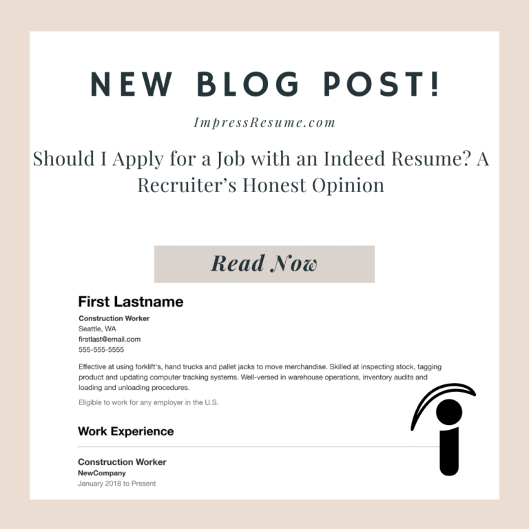 Should I Apply for a Job with an Indeed Resume? A Recruiter’s Honest Opinion
