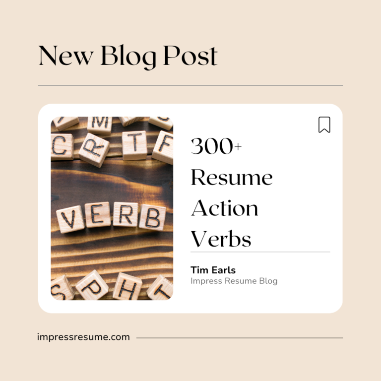 300+ resume action verbs an image of a verb letter spelling cubes.