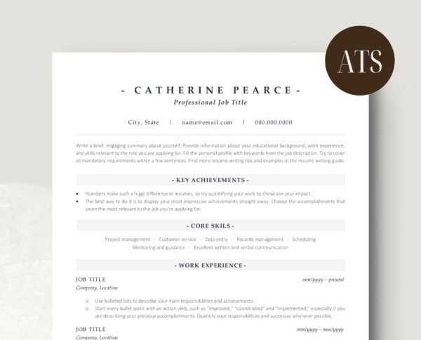 ATS Resume Template Bundle - Catherine