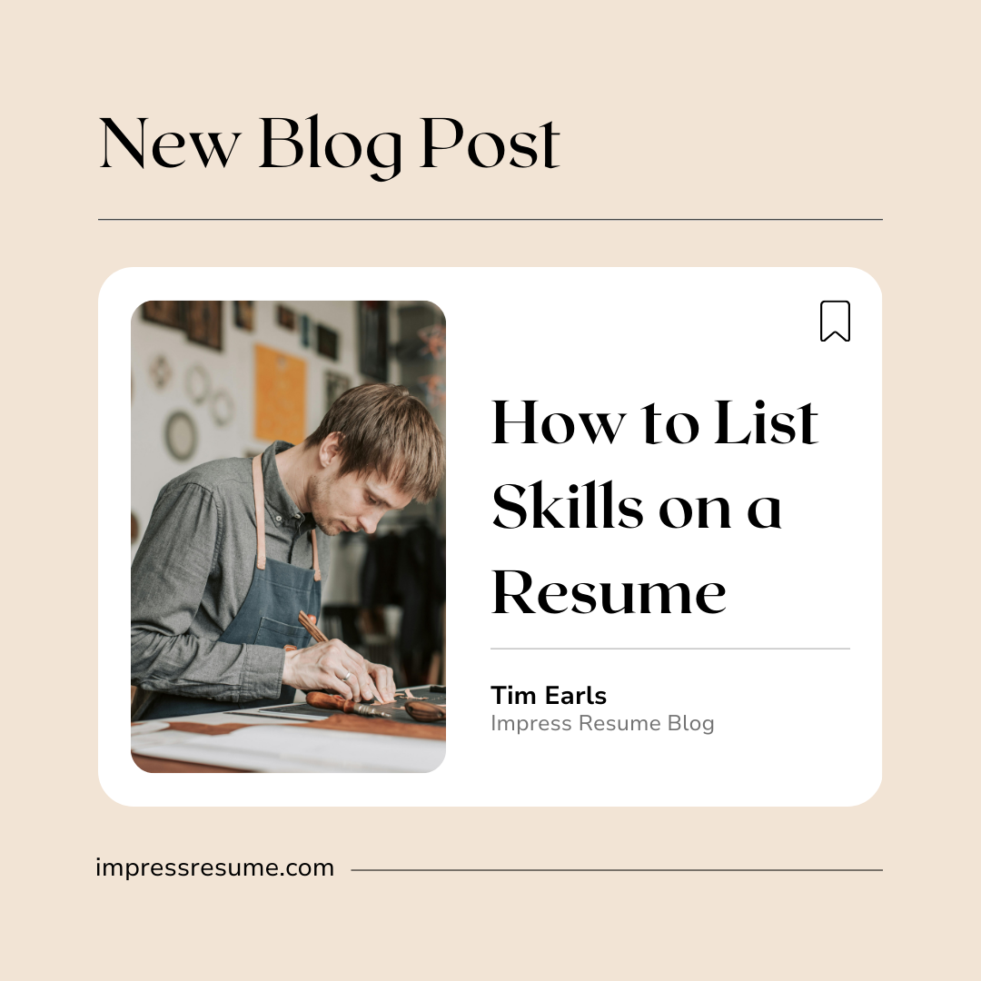 A blog post how to list skills on a resume. A picture of a guy working on manual labor project.